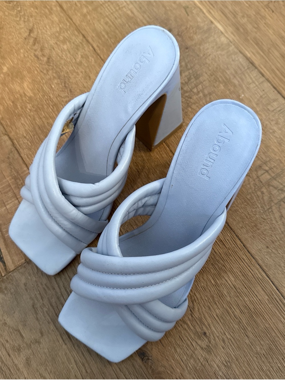 Abound White Padded Strap Square Toe Block Heel Mules